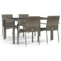 vidaXL Set comedor de jardín 5 piezas con cojines ratán sintético gris vidaXL Set comedor de jardín 5 piezas con cojines ratán sintético gris