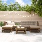 vidaXL Juego muebles jardín 7 pzas y cojines madera maciza marrón miel vidaXL Juego muebles jardín 7 pzas y cojines madera maciza marrón miel