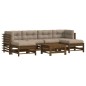 vidaXL Juego muebles jardín 7 pzas y cojines madera maciza marrón miel vidaXL Juego muebles jardín 7 pzas y cojines madera maciza marrón miel