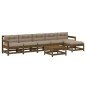 vidaXL Juego muebles jardín 7 pzas y cojines madera maciza marrón miel vidaXL Juego muebles jardín 7 pzas y cojines madera maciza marrón miel