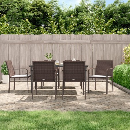vidaXL Juego comedor jardín 7 piezas y cojines ratán sintético y acero