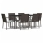 vidaXL Juego comedor jardín 7 piezas y cojines ratán sintético y acero