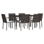 vidaXL Juego comedor jardín 7 piezas y cojines ratán sintético y acero