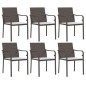 vidaXL Juego comedor jardín 7 piezas y cojines ratán sintético y acero