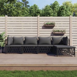 vidaXL Juego muebles de jardín 5 pzas y cojines acero gris antracita