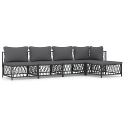 vidaXL Juego muebles de jardín 5 pzas y cojines acero gris antracita