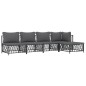 vidaXL Juego muebles de jardín 5 pzas y cojines acero gris antracita vidaXL Juego muebles de jardín 5 pzas y cojines acero gris antracita