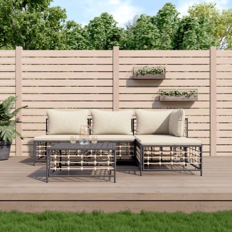 vidaXL Juego de muebles de jardín 5 pzas cojines antracita ratán PE 