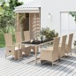 vidaXL Set comedor de jardín 7 pzas con cojines ratán sintético beige