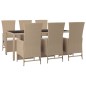 vidaXL Set comedor de jardín 7 pzas con cojines ratán sintético beige