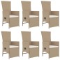 vidaXL Set comedor de jardín 7 pzas con cojines ratán sintético beige