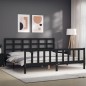 vidaXL Estructura de cama con cabecero madera maciza negro 180x200 cm vidaXL Estructura de cama con cabecero madera maciza negro 180x200 cm