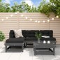 vidaXL Juego de muebles jardín 5 piezas y cojines madera maciza gris