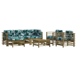 vidaXL Juego de muebles jardín 7 pzas y cojines madera pino impregnada