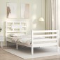 vidaXL Estructura de cama con cabecero madera maciza blanco 90x200 cm vidaXL Estructura de cama con cabecero madera maciza blanco 90x200 cm