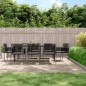 vidaXL Set comedor jardín 9 pzas y cojines acero ratán sintético negro vidaXL Set comedor jardín 9 pzas y cojines acero ratán sintético negro