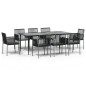 vidaXL Set comedor jardín 9 pzas y cojines acero ratán sintético negro vidaXL Set comedor jardín 9 pzas y cojines acero ratán sintético negro