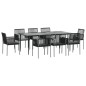 vidaXL Set comedor jardín 9 pzas y cojines acero ratán sintético negro vidaXL Set comedor jardín 9 pzas y cojines acero ratán sintético negro