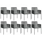 vidaXL Set comedor jardín 9 pzas y cojines acero ratán sintético negro vidaXL Set comedor jardín 9 pzas y cojines acero ratán sintético negro