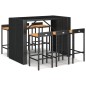 vidaXL Mesa bar y taburetes jardín 7 pzas madera acacia ratán PE negro vidaXL Mesa bar y taburetes jardín 7 pzas madera acacia ratán PE negro