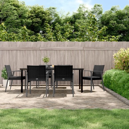 vidaXL Juego comedor jardín 7 piezas y cojines ratán sintético y acero