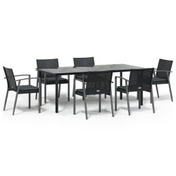vidaXL Juego comedor jardín 7 piezas y cojines ratán sintético y acero