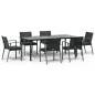 vidaXL Juego comedor jardín 7 piezas y cojines ratán sintético y acero vidaXL Juego comedor jardín 7 piezas y cojines ratán sintético y acero
