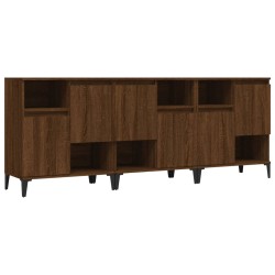 vidaXL Aparadores 3 uds madera contrachapada marrón roble 60x35x70 cm