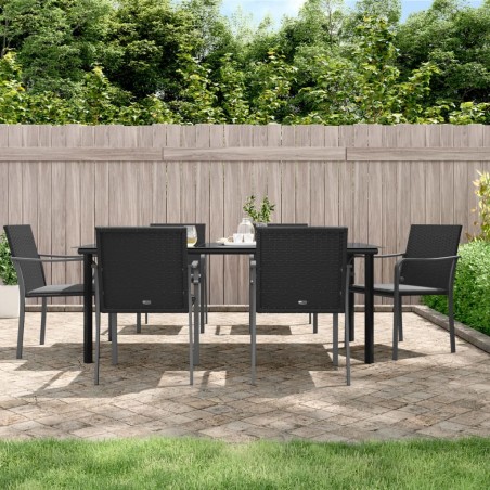 vidaXL Juego comedor jardín 7 piezas y cojines ratán sintético y acero