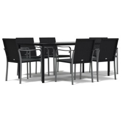 vidaXL Juego comedor jardín 7 piezas y cojines ratán sintético y acero