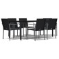 vidaXL Juego comedor jardín 7 piezas y cojines ratán sintético y acero vidaXL Juego comedor jardín 7 piezas y cojines ratán sintético y acero