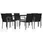 vidaXL Juego comedor jardín 7 piezas y cojines ratán sintético y acero vidaXL Juego comedor jardín 7 piezas y cojines ratán sintético y acero