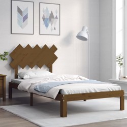 vidaXL Estructura cama y cabecero madera maciza marrón miel 100x200 cm