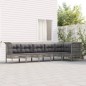 vidaXL Set de muebles de jardín 6 pzas y cojines ratán sintético gris