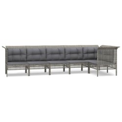 vidaXL Set de muebles de jardín 6 pzas y cojines ratán sintético gris