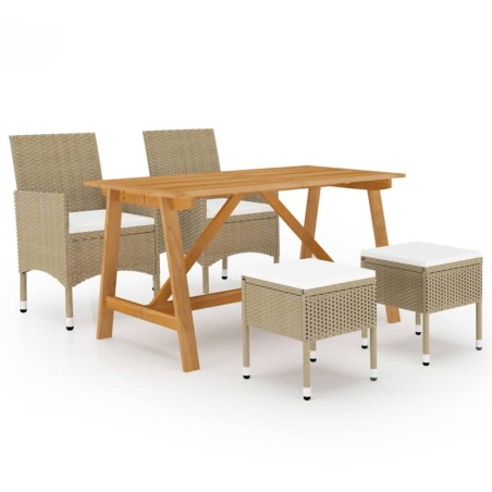 vidaXL Juego de comedor de jardín de 5 piezas beige