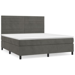 vidaXL Cama box spring con colchón terciopelo gris oscuro 160x200 cm