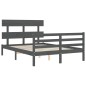 vidaXL Estructura cama de matrimonio con cabecero madera maciza gris