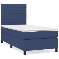 vidaXL Cama box spring con colchón tela azul 80x200 cm