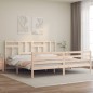 vidaXL Estructura de cama de matrimonio con cabecero madera maciza