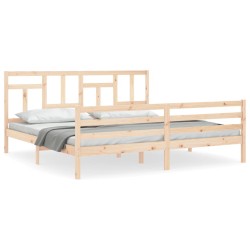 vidaXL Estructura de cama de matrimonio con cabecero madera maciza