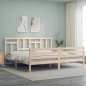 vidaXL Estructura de cama de matrimonio con cabecero madera maciza