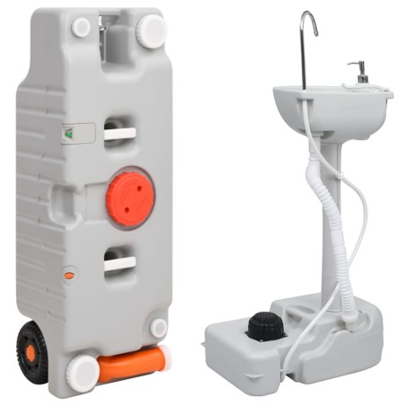 vidaXL Juego de lavabo y depósito de agua portátil para camping
