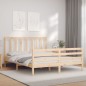 vidaXL Estructura de cama de matrimonio con cabecero madera maciza