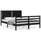 vidaXL Estructura de cama con cabecero madera maciza negro 160x200 cm