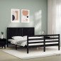 vidaXL Estructura de cama con cabecero madera maciza negro 160x200 cm