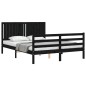 vidaXL Estructura de cama con cabecero madera maciza negro 160x200 cm