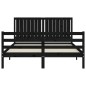 vidaXL Estructura de cama con cabecero madera maciza negro 160x200 cm