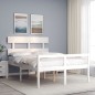 vidaXL Cama para personas mayores con cabecero madera maciza blanco vidaXL Cama para personas mayores con cabecero madera maciza blanco