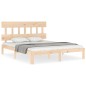 vidaXL Estructura de cama de matrimonio con cabecero madera maciza vidaXL Estructura de cama de matrimonio con cabecero madera maciza